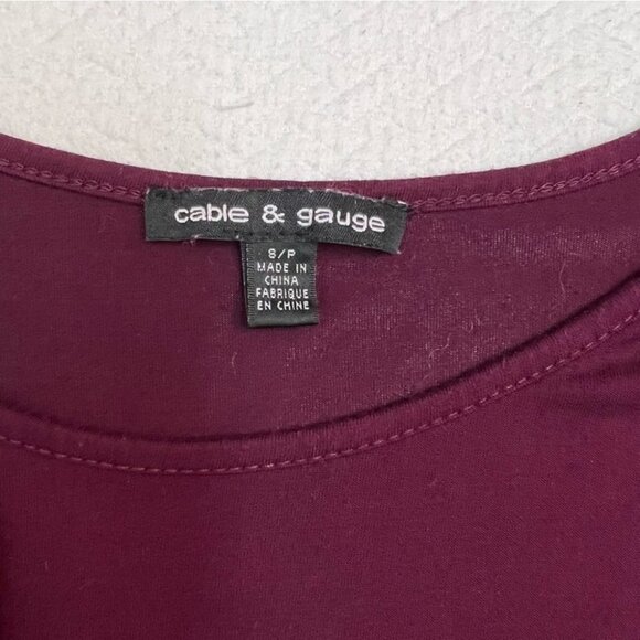 cable & Guage Burgundy 3/4 Sleeve Round Neck T-Shirt Top Size S - Picture 9 of 10
